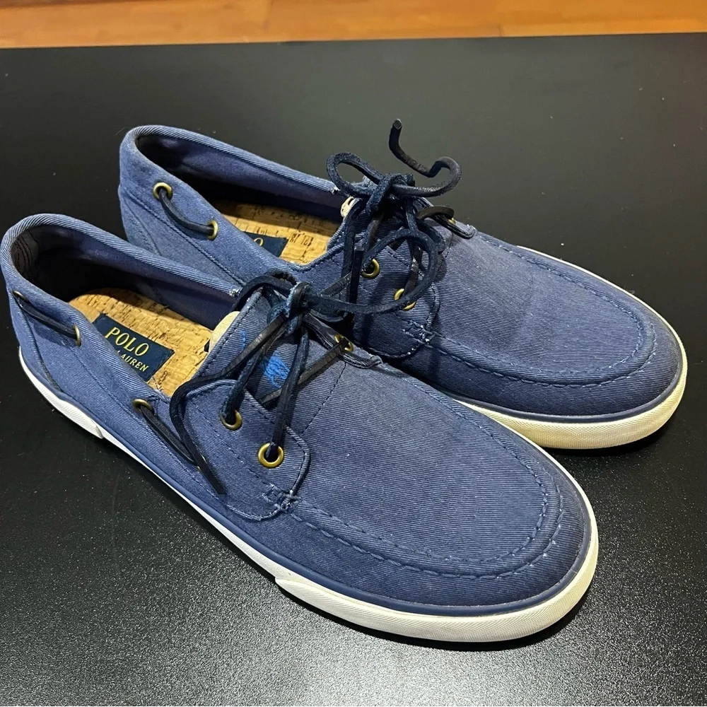 Polo by Ralph Lauren Men's Blue Boat Shoes Twill Denim 10D